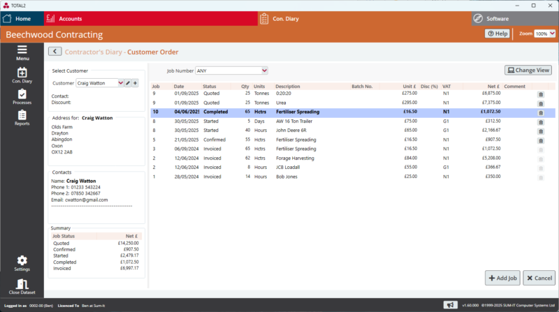 Contractors Diary Client Record